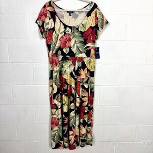 NWT Chaps Floral Maxi Dress Multicolor Summer Tropical Resort Island Travel 1X
